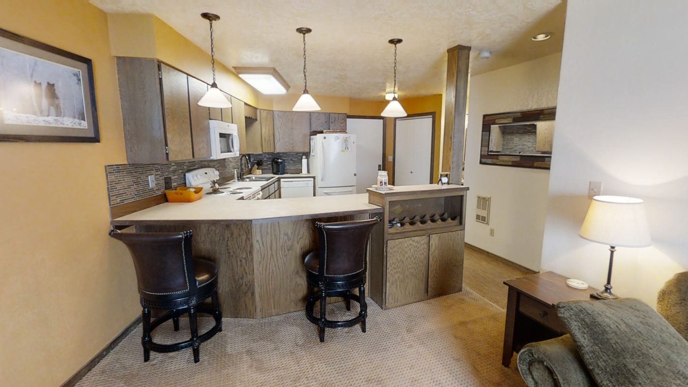 Kitchen with bar seating